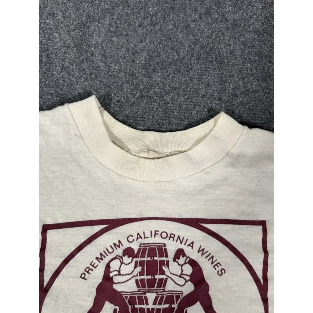 Vintage Wright's Shirt Mens XL White‎ Premium California Wines Tee 80s Flawed